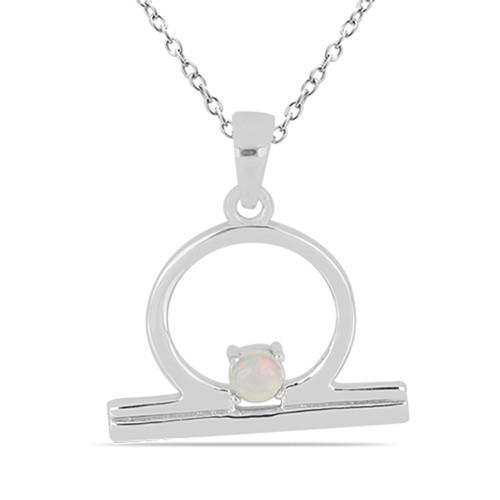 BUY REAL ETHIOPIAN OPAL GEMSTONE LIBRA PENDANT IN STERLING SILVER